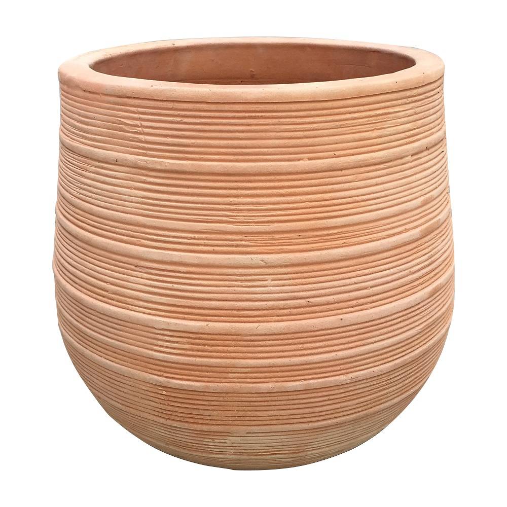 Pot rond en terre cuite strié Ø34 x H.30 cm