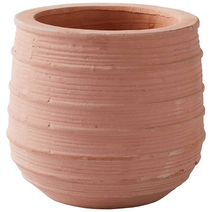 Pot rond en terre cuite strié Ø.20 x H.17 cm - Image 1