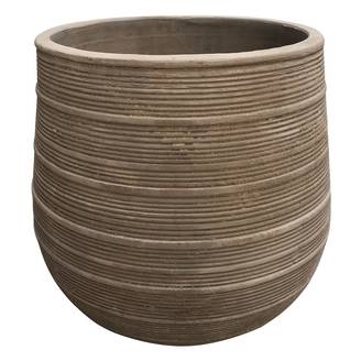 Pot rond en terre cuite strié finition antique Ø.34 x H.30 cm