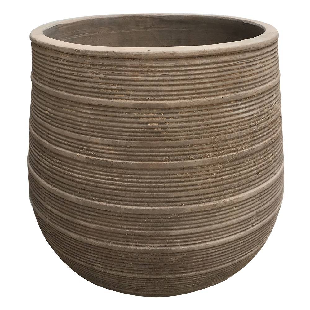 Pot rond en terre cuite strié finition antique Ø.34 x H.30 cm