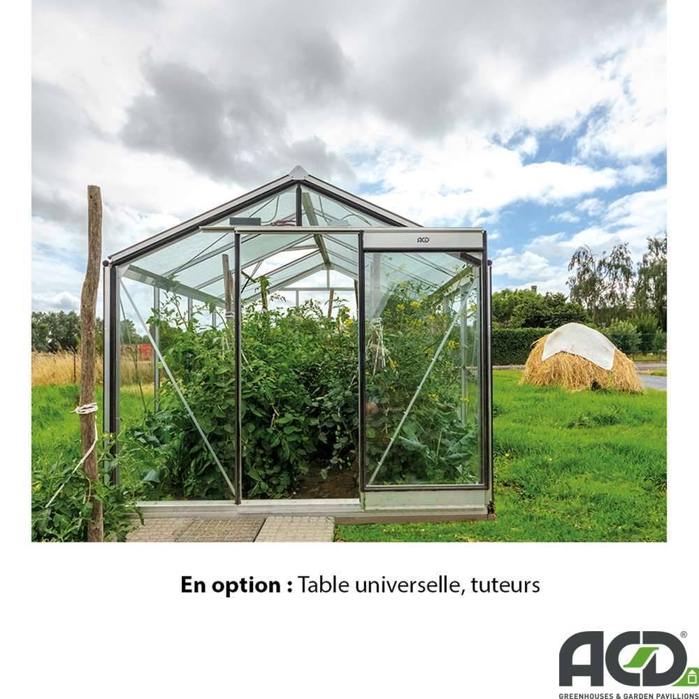 ACD Pro - Serre de jardin verre trempé aluminium brut 6,91 m² Prestige R204H Aluline avec embase - ACD Pro - Image 3