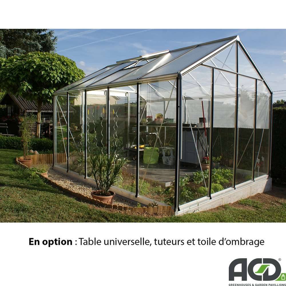 ACD Pro - Serre de jardin verre trempé aluminium brut 11,35 m² Prestige R305H Aluline avec embase - ACD Pro - Image 2