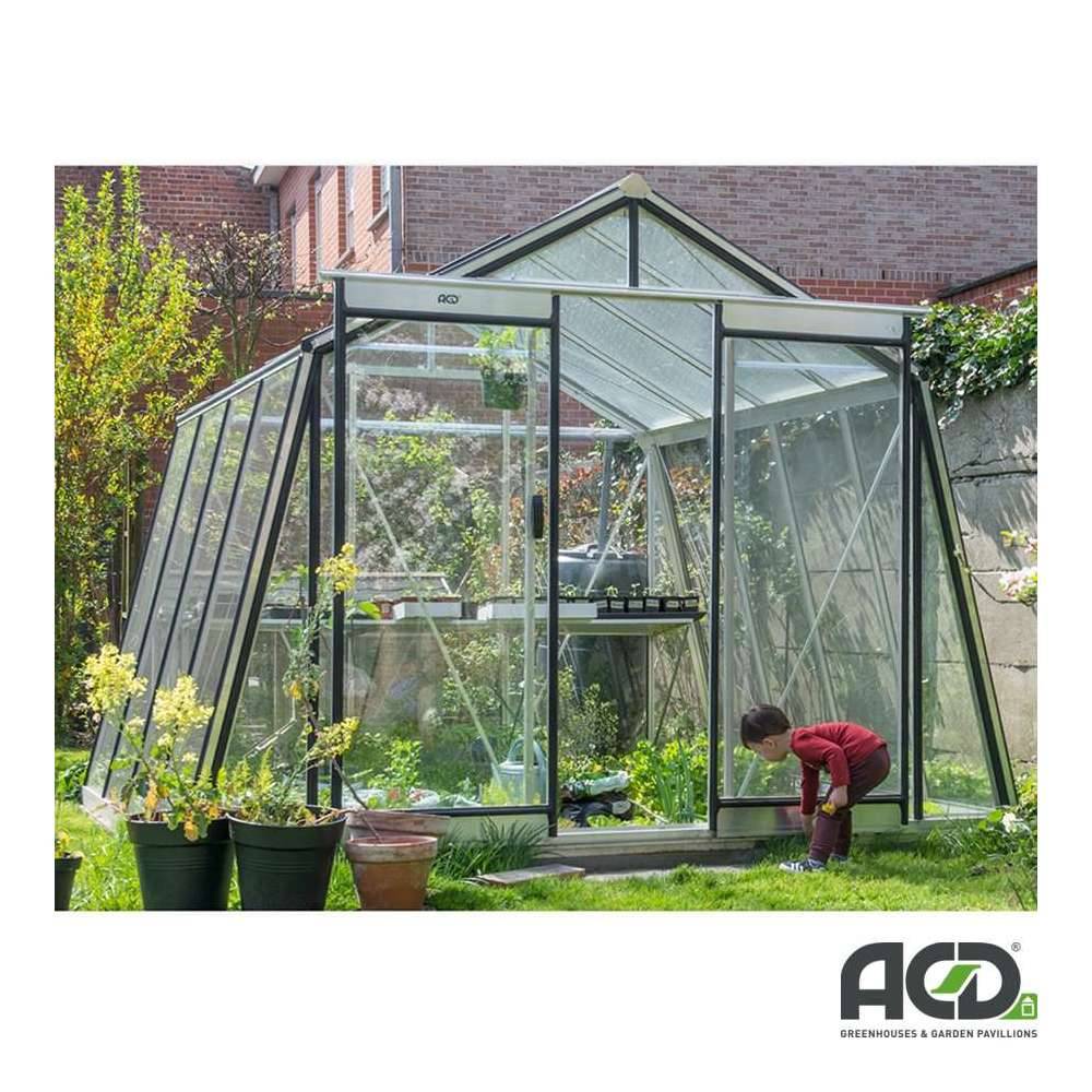 ACD Pro - Serre de jardin verre trempé aluminium brut 9,12 m² Prestige S104H Aluline avec embase - ACD Pro - Image 2