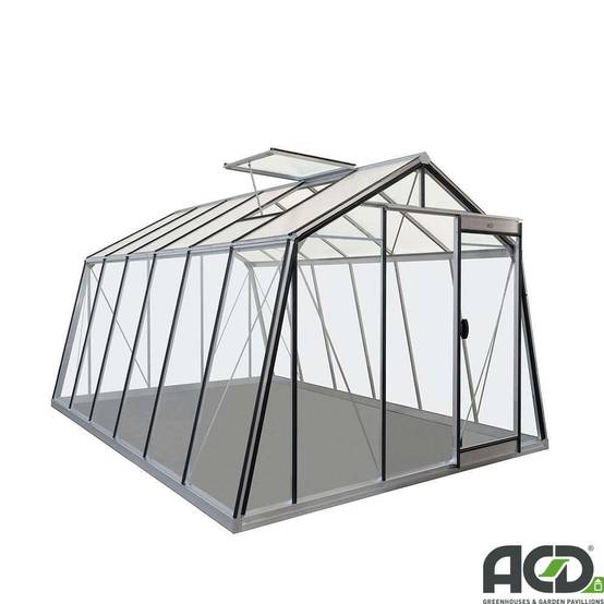 ACD Pro - Serre de jardin verre trempé aluminium brut 13,62 m² Prestige S106H Aluline avec embase - ACD Pro - Image 1