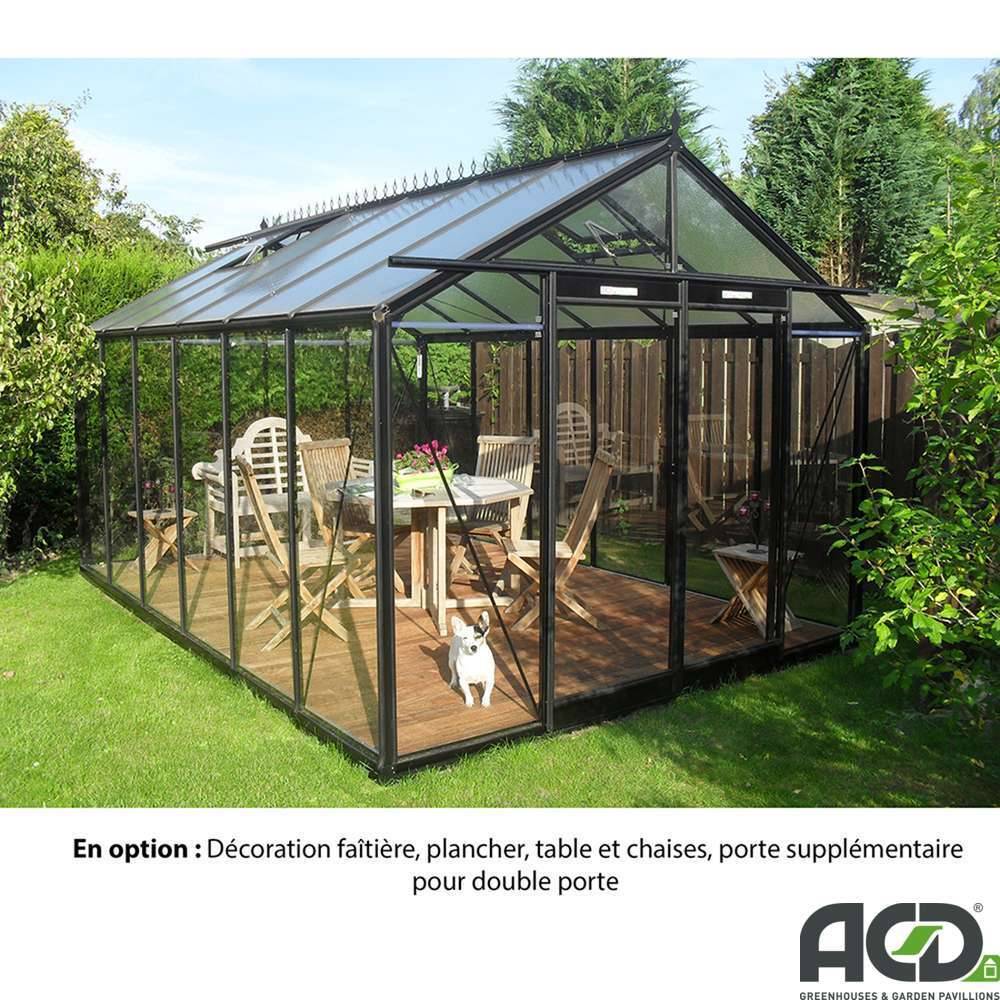 ACD Pro - Serre de jardin verre trempé aluminium noir 13,62 m² Prestige R306H Blackline avec embase - ACD Pro - Image 5