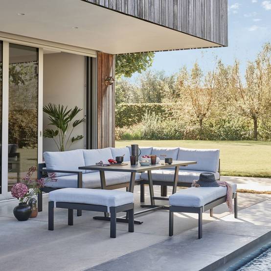 Ecloz - Salon de jardin aluminium anthracite et gris 8 personnes Family ECLOZ - Imagen 1