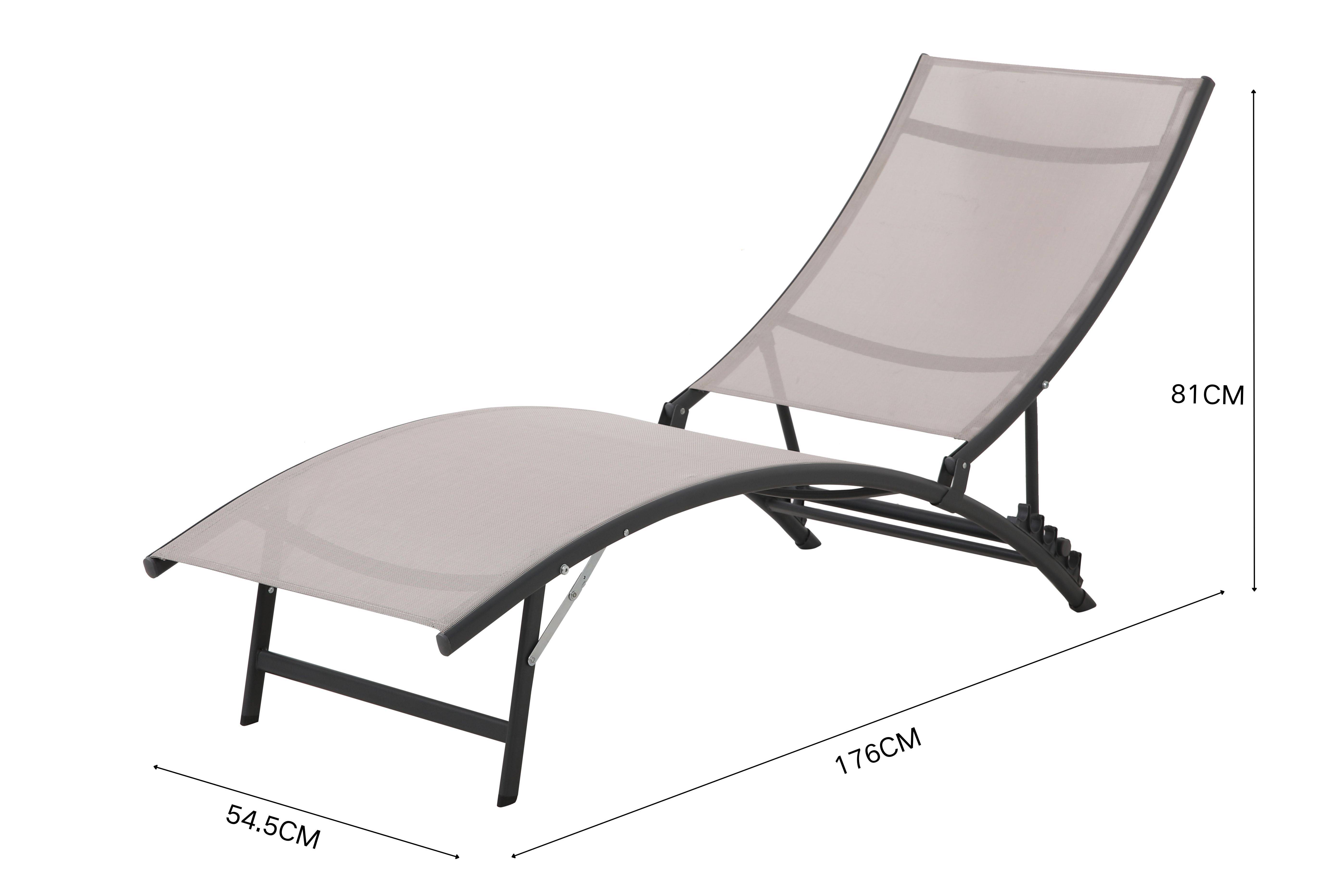Ecloz - Bain de soleil pliable et dossier réglable acier textilène taupe Farniente - ECLOZ - Image 6