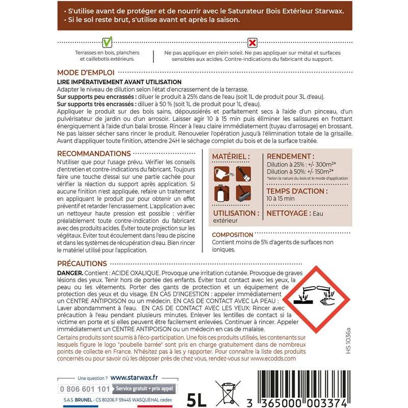 Starwax - DESGRISANTE CONCENTRADA PARA TERRAZA DE MADERA 5L - Imagen 3