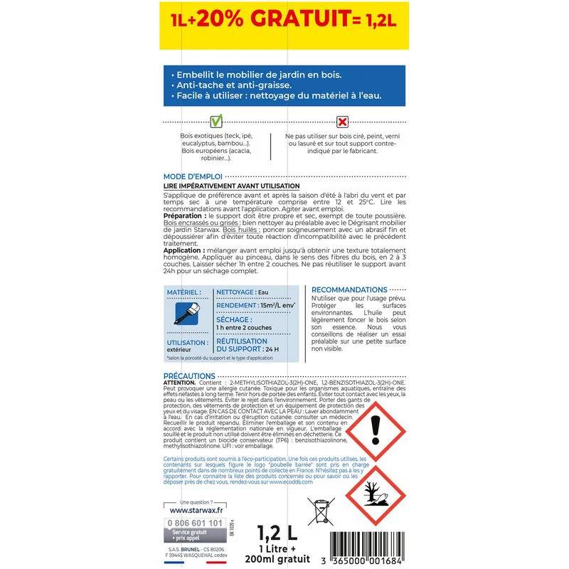 Starwax - Huile protectrice mobilier jardin - Imagen 4