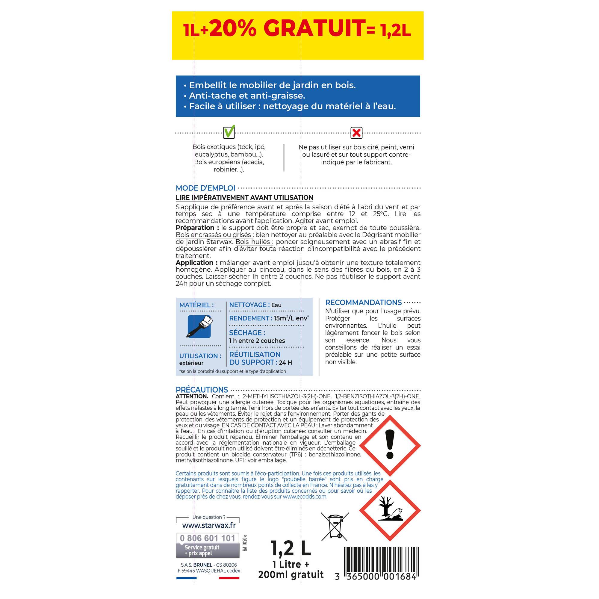 Starwax - Huile protectrice mobilier jardin - Imagen 2