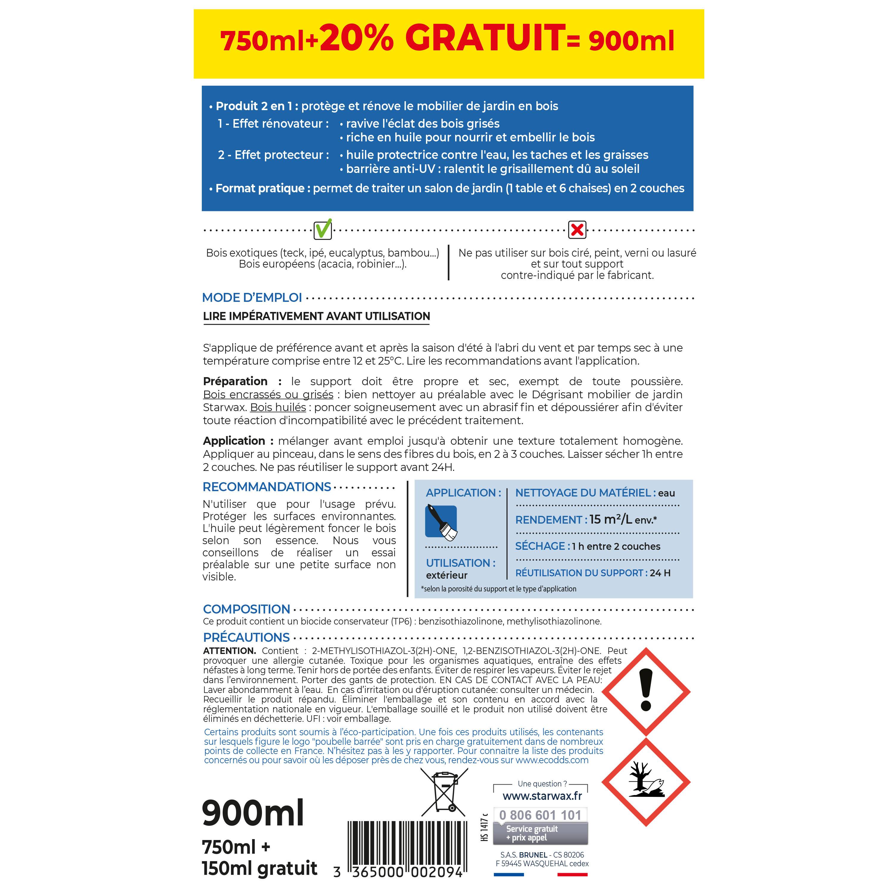 Starwax - Huile rénovatrice application facile Teck - Imagen 2