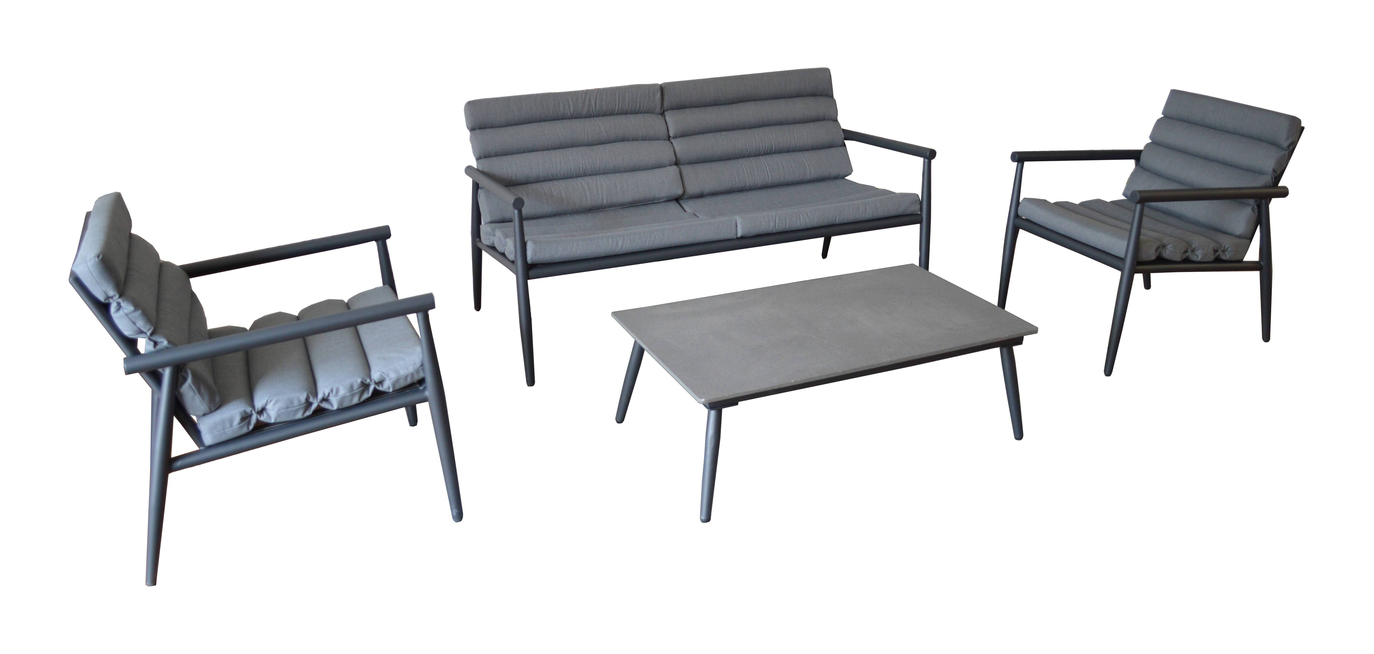Pro Loisirs - Pro Loisirs - Salon de jardin bas Floride gris 4/5 places - Image 1
