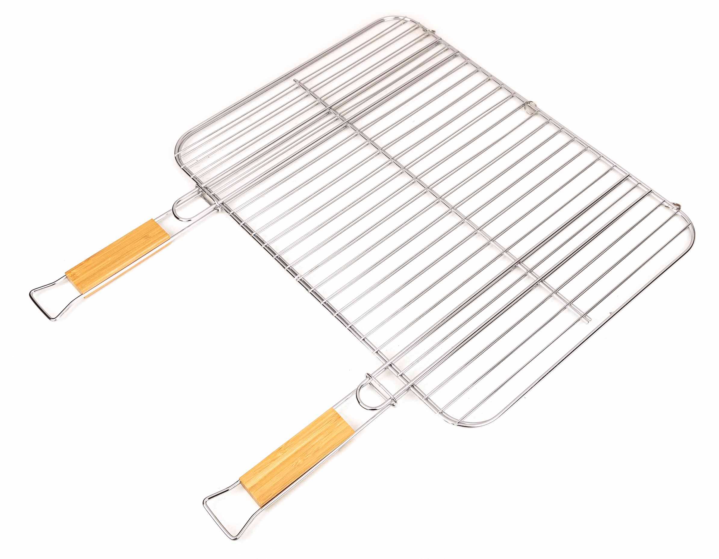 Somagic - Grille barbecue double acier chromé 51 x 38 cm manche bois - SOMAGIC - Image 2
