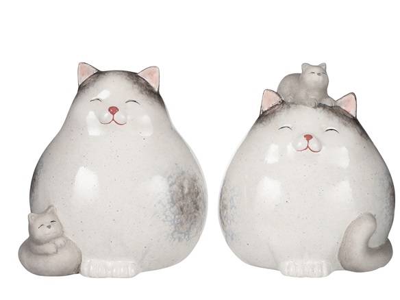 Mica Decorations - Gatos grises L.12,5 x An.11 x A.13,5 cm - Imagen 2