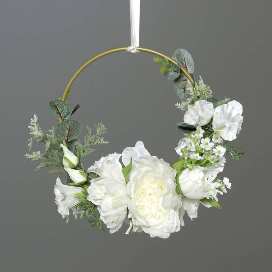DPI - Bouquet sur anneau crème artificiel H.25 cm