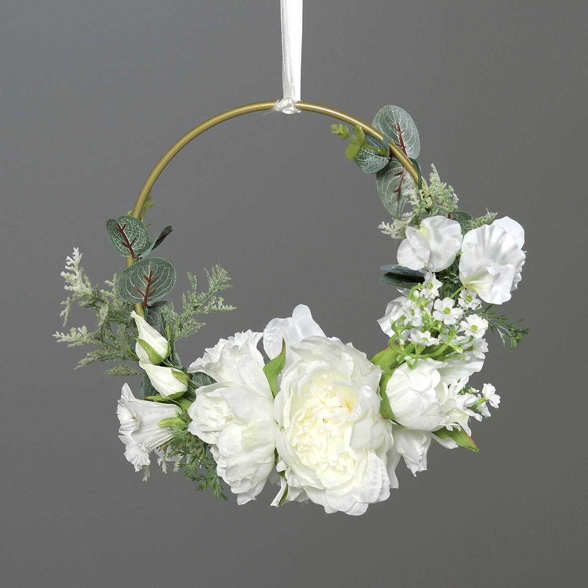DPI - Bouquet sur anneau crème artificiel H.25 cm