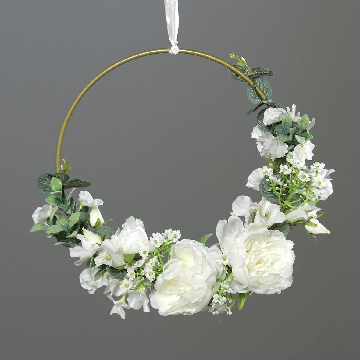 DPI - Bouquet sur anneau crème artificiel H.36 cm