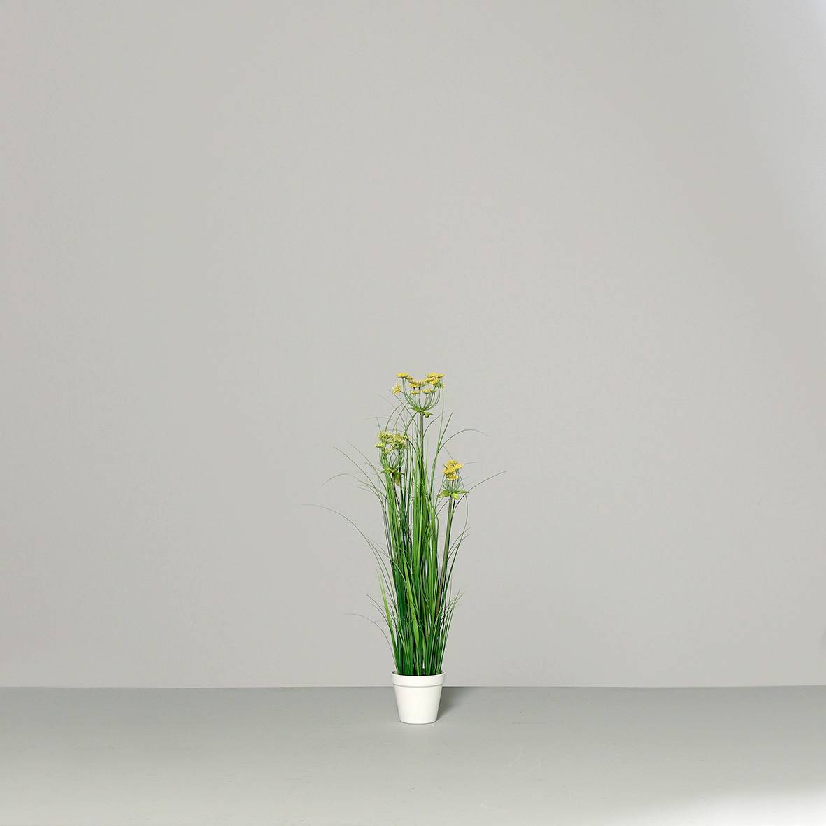 DPI - Herbe artificielle avec aneth en petit pot plastique H.68 cm