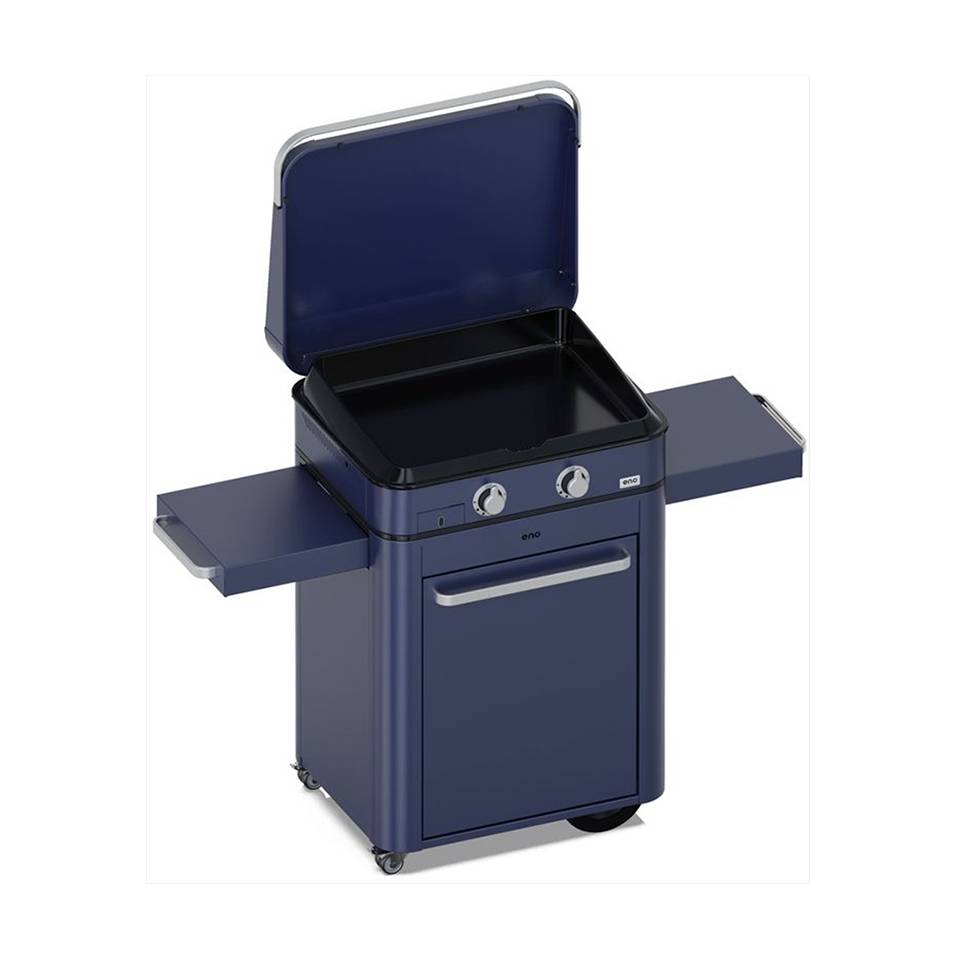 Eno - Plancha gas 2 fuegos carrito tapa hierro fundido esmaltado azul Combo Enosign 65 Eno - Imagen 1