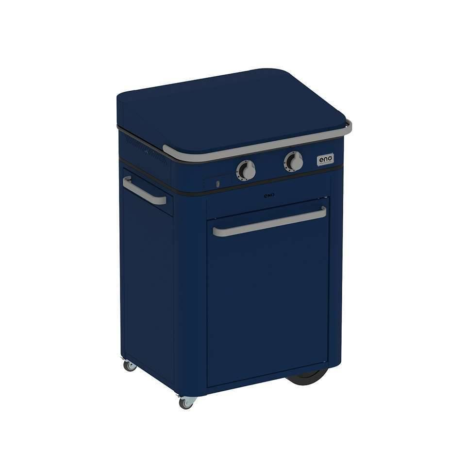 Eno - Plancha gas 2 fuegos carrito tapa hierro fundido esmaltado azul Combo Enosign 65 Eno - Imagen 15