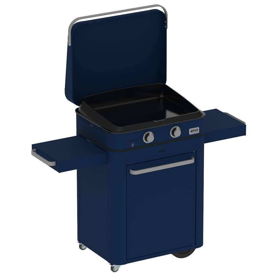 Eno - Plancha gas 2 fuegos carrito tapa hierro fundido esmaltado azul Combo Enosign 65 Eno - Imagen 13