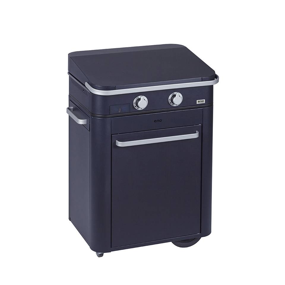 Eno - Plancha gas 2 fuegos carrito tapa hierro fundido esmaltado azul Combo Enosign 65 Eno - Imagen 6