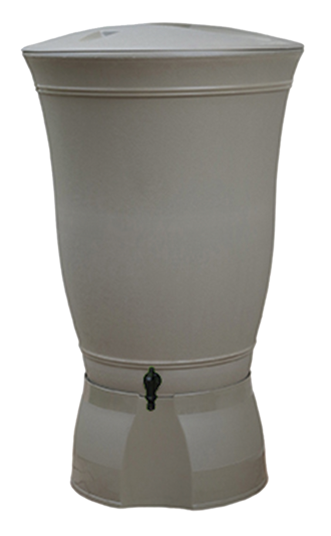 Belli - Récupérateur d'eau de pluie 300L socle, robinet, collecteur et couvercle inclus Floral taupe - BELLI