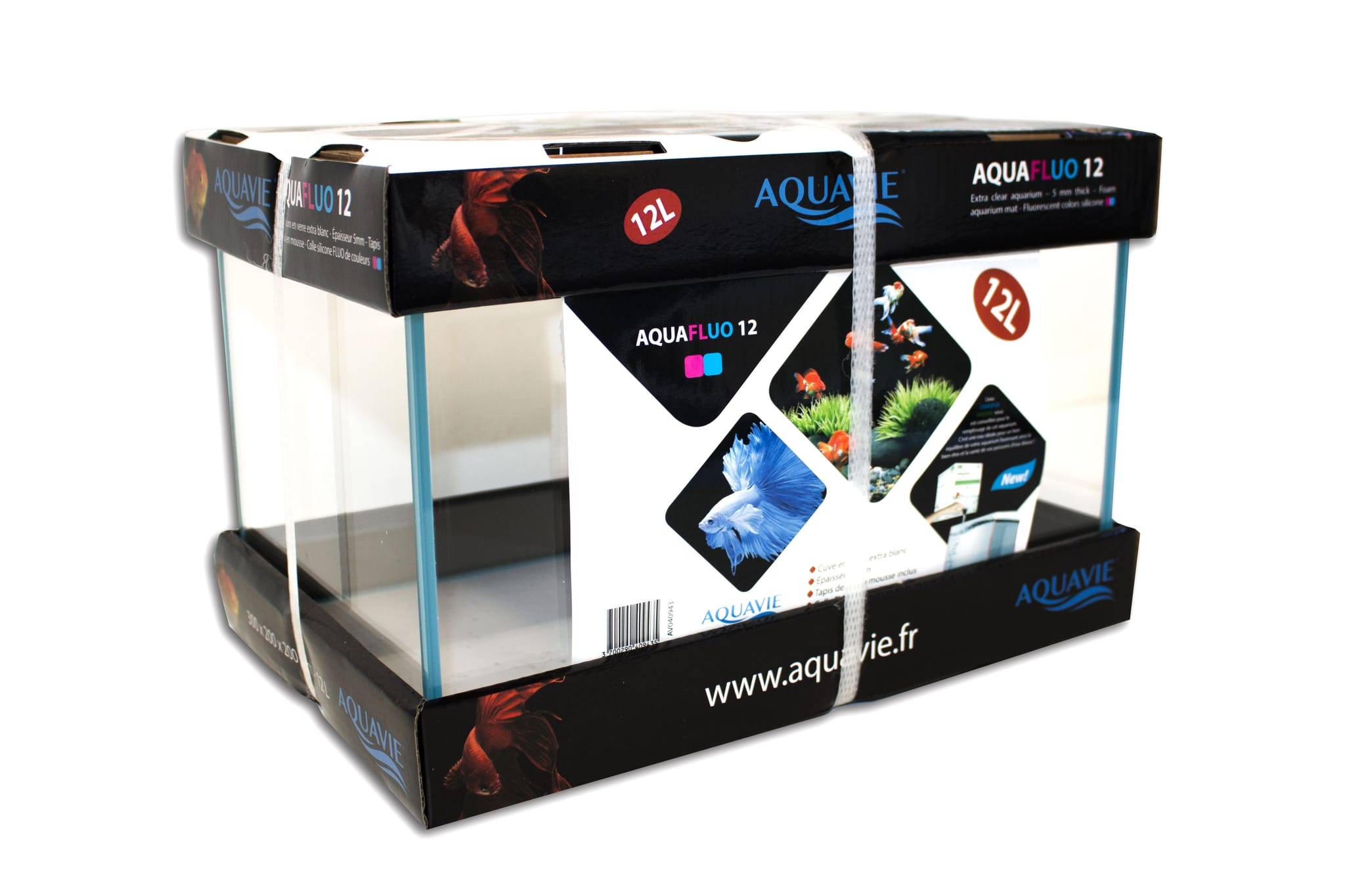 Aquavie - Aquarium AquaFluo 12L bleu en verre L.30 x l.20 x H.20 cm - Image 3