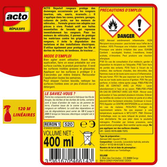 Aérosol répulsif rongeurs huiles essentielles - ACTO - Image 5