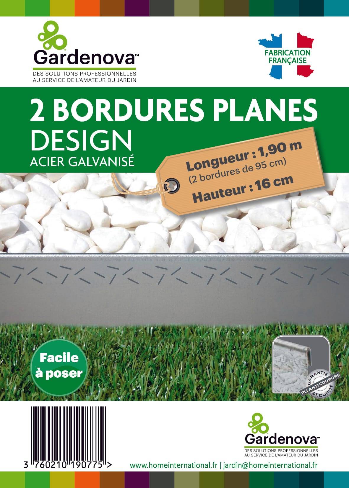 Gardenova - 2 Bordures en Acier Galvanisé Design - L.16 x l.190 cm