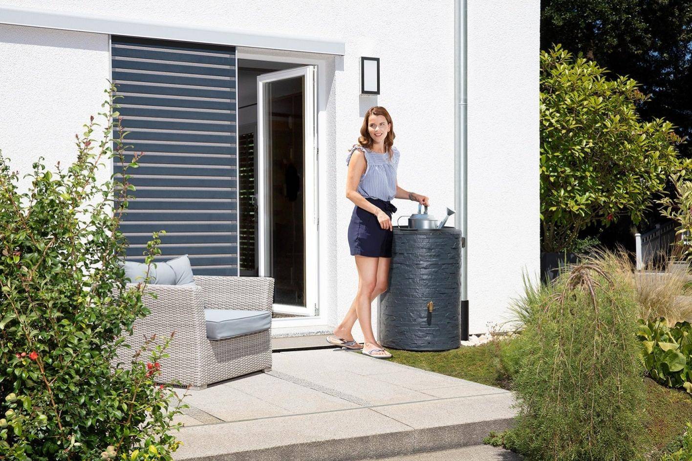 Garantia - Récupérateur d'eau de pluie 250L mural robinet et couvercle inclus gris anthracite Arondo - GRAF - Image 5
