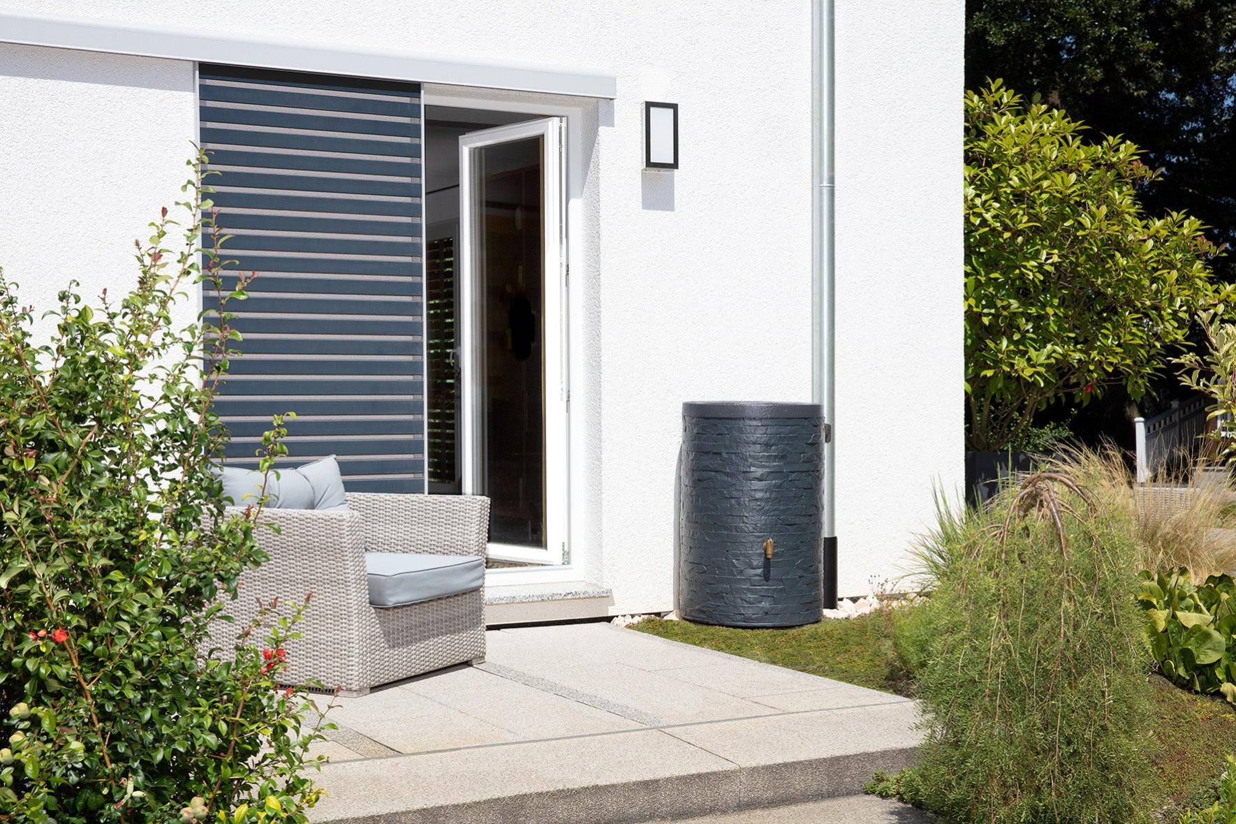 Garantia - Récupérateur d'eau de pluie 250L mural robinet et couvercle inclus gris anthracite Arondo - GRAF - Image 2