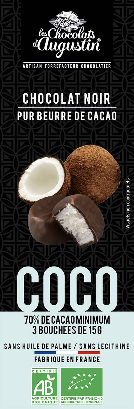 Bouchées coco enrobées de chocolat noir 45 g - Image 1