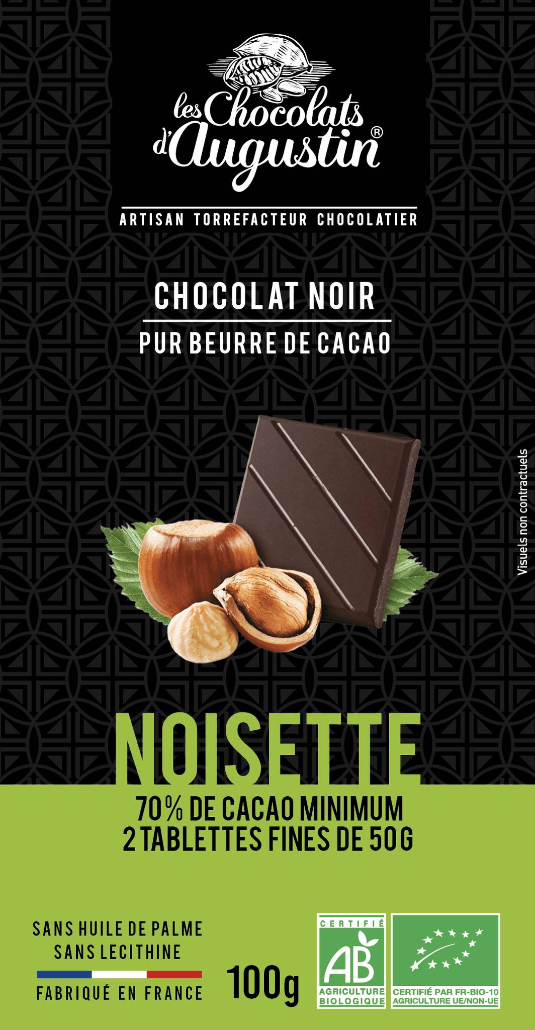 Tableta 70% chocolate negro con avellanas 100 g - Imagen 1