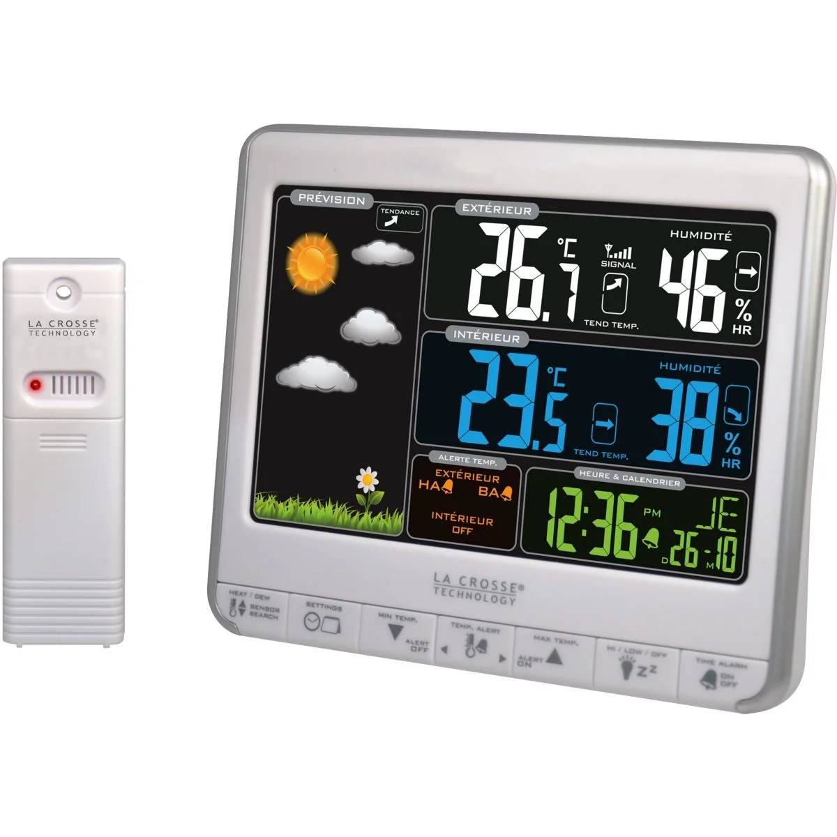 Station météo numérique ss fil écran LCD coul blanc/silver L.15 cm H.12.3 cm - La crosse technology