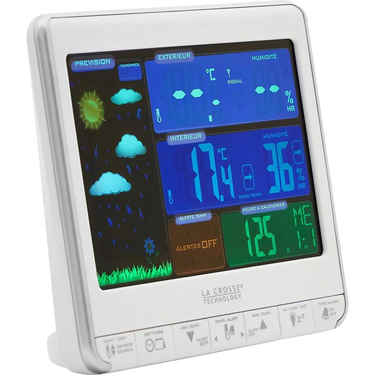 Station météo numérique ss fil écran LCD coul blanc/silver L.15 cm H.12.3 cm - La crosse technology - Imagen 3