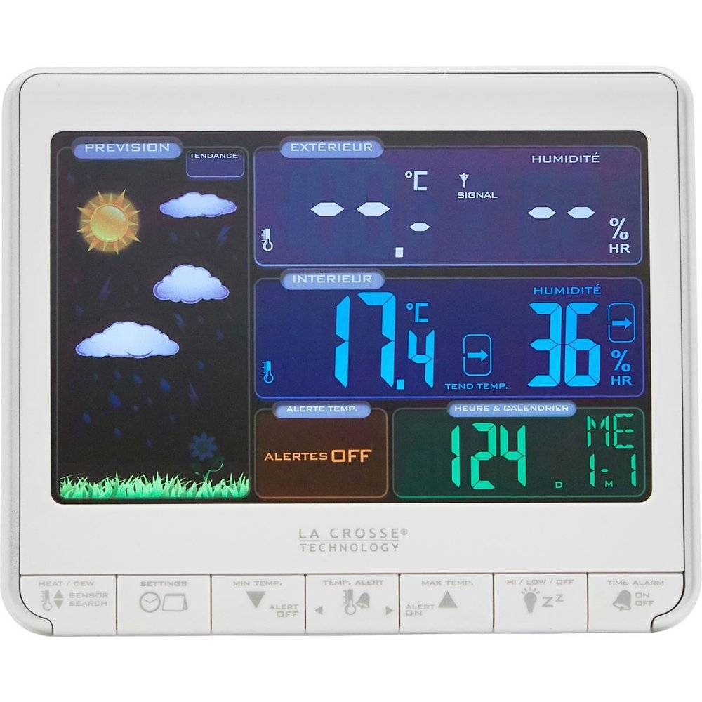 Station météo numérique ss fil écran LCD coul blanc/silver L.15 cm H.12.3 cm - La crosse technology - Imagen 8