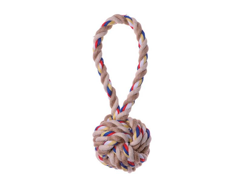 Juguete para perro cuerda bola mango corto Ø 7,5 cm L 20 cm – BUBIMEX - Imagen 1