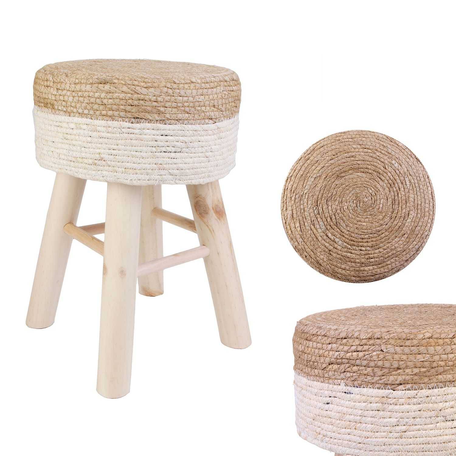 Tabouret Beige Pin 29 x 43,5 x 29 cm Blue Lagoon