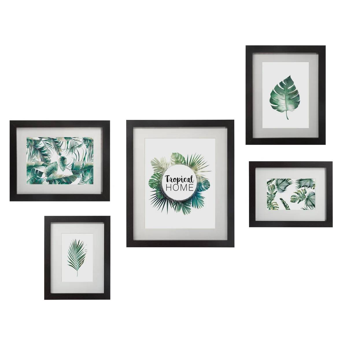 Set de 5 cadres photos bois et verre tropical noir ATMOSPHERA - Imagen 3