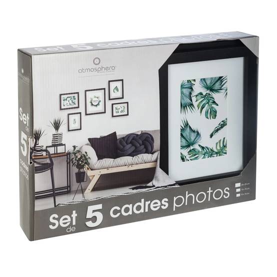 Set de 5 cadres photos bois et verre tropical noir ATMOSPHERA - Image 6