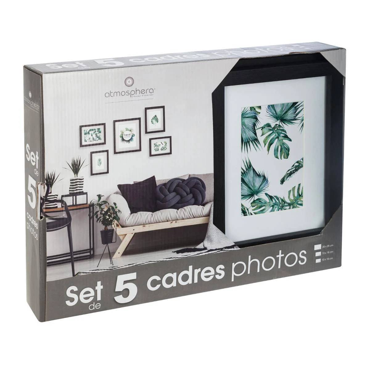 Set de 5 cadres photos bois et verre tropical noir ATMOSPHERA - Imagen 8