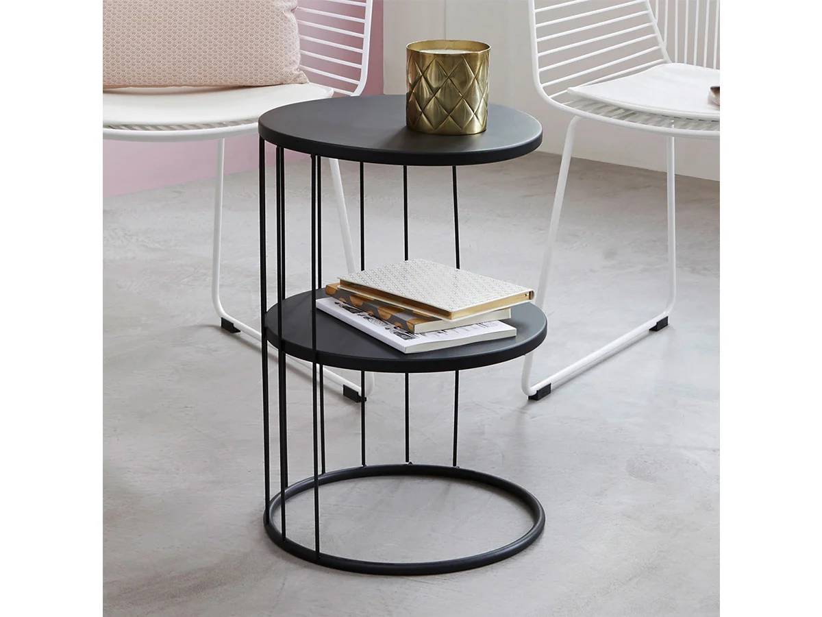 Table d'appoint Kobu en métal noir Ø 36 cm H. 52 cm - Atmosphera - Image 2