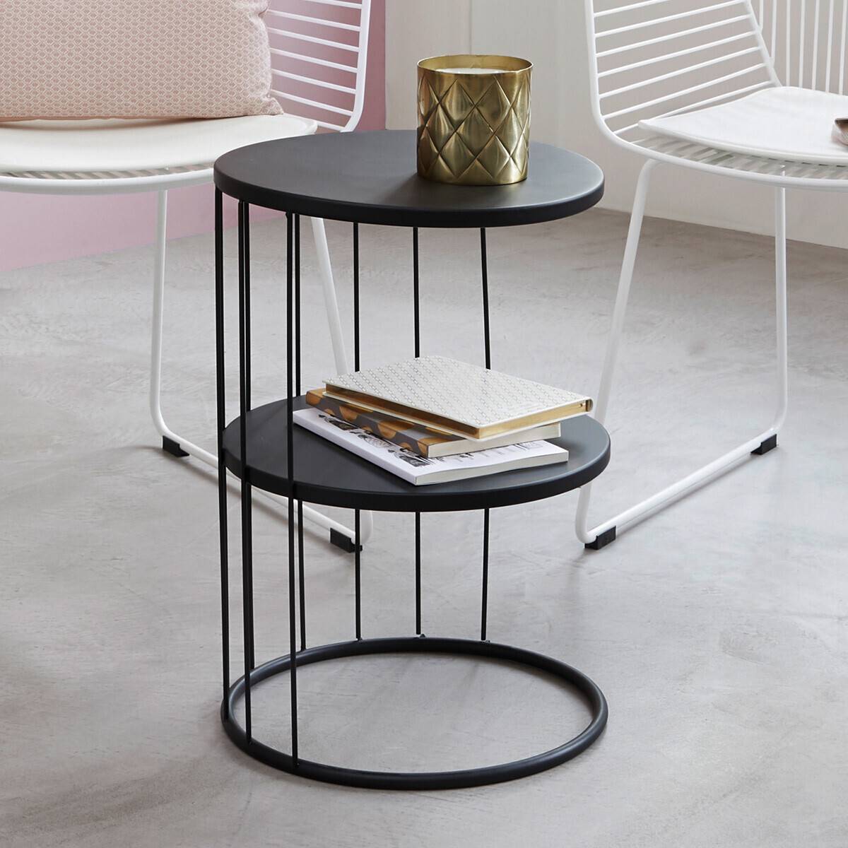 Table d'appoint Kobu en métal noir Ø 36 cm H. 52 cm - Atmosphera - Image 9