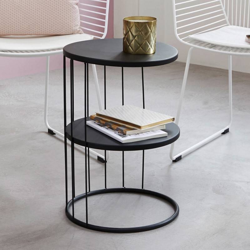 Table d'appoint Kobu en métal noir Ø 36 cm H. 52 cm - Atmosphera - Image 6