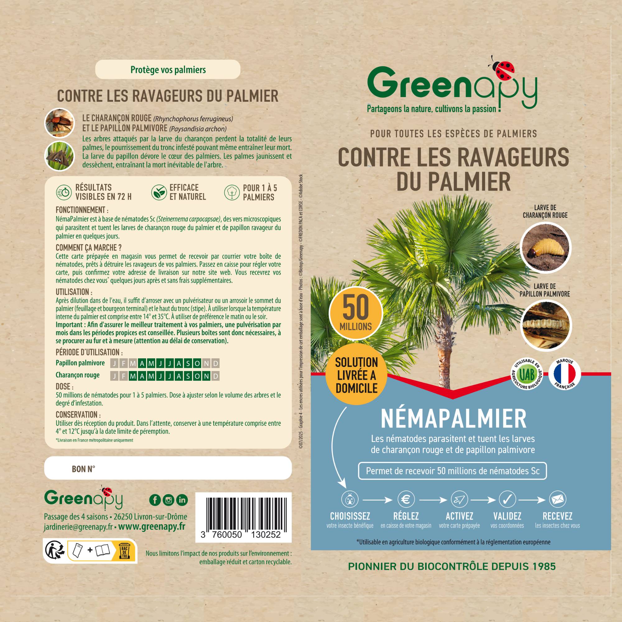 Prépayé nématodes pour la protection des palmiers Sc 50M - Biotop - Imagen 6
