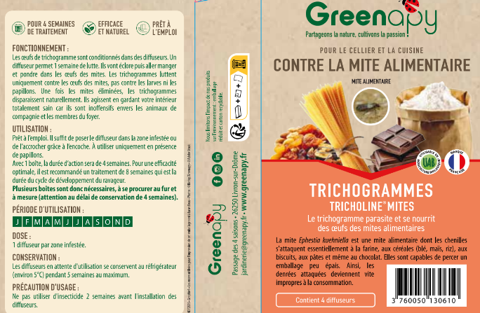 Greenapy - Trichogrammes anti-mites alimentaires boîte de 4 diffuseurs - Greenapy - Image 1