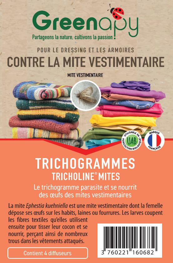 Greenapy - Trichogrammes anti-mites des vêtements boîte de 4 diffuseurs - Greenapy - Image 1