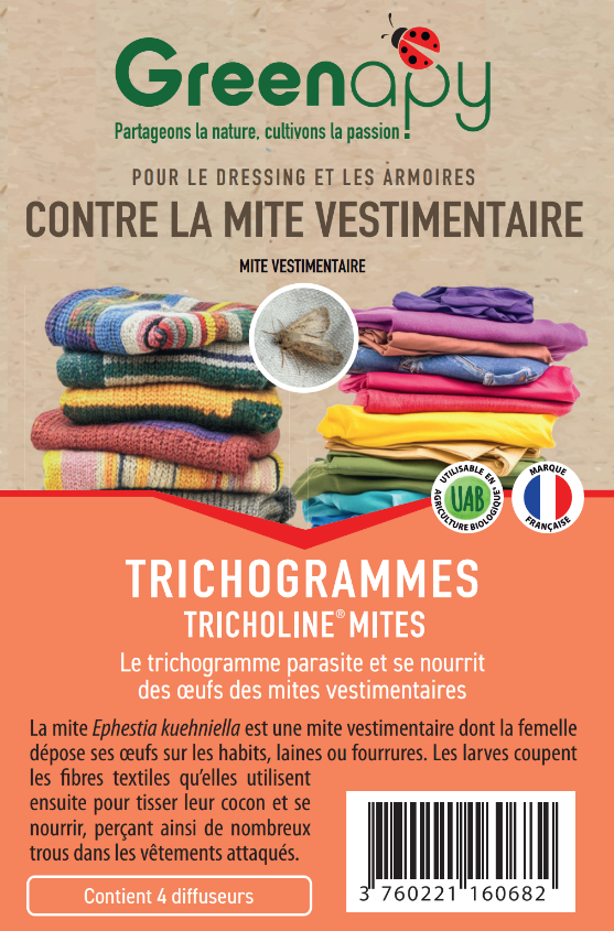 Greenapy - Trichogrammes anti-mites des vêtements boîte de 4 diffuseurs - Greenapy - Imagen 1
