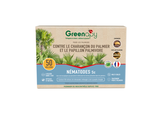 Greenapy - Nématodes utiles spécial ravageurs du palmier Steinernema carpocapsae boîte de 50 millions- Greenapy - Image 1